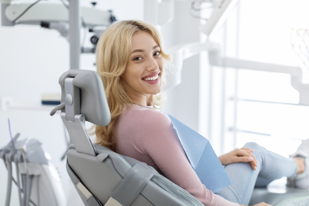 woman sitting in a dental chair
